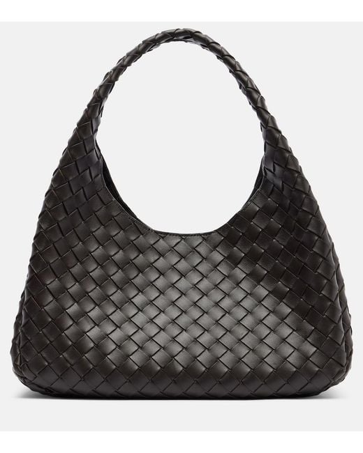 Bottega Veneta Black Campana Intrecciato Leather Shoulder Bag