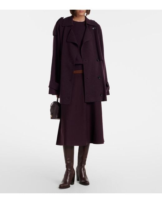 Jardin Des Orangers Purple Cropped Wool And Cashmere Trench Coat