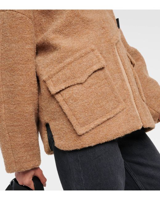 Ganni Brown Wool-blend Boucle Coat