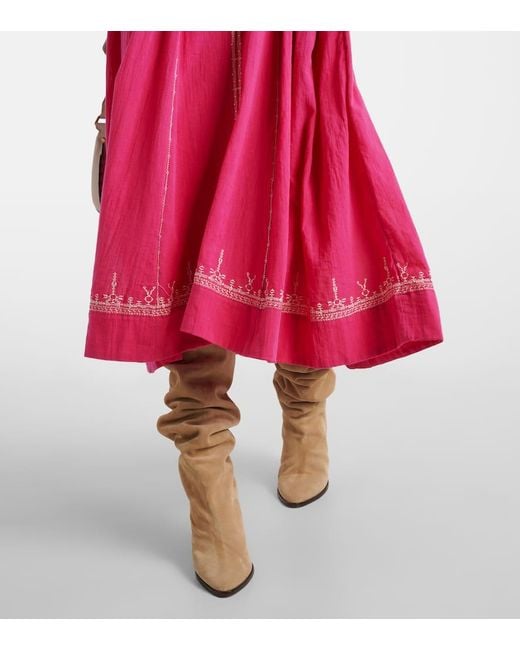 Vestido midi Pippa de algodon bordado Isabel Marant de color Red