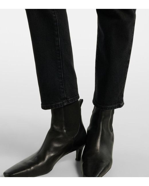 FRAME Blue Borrowed Cropped Straight Jeans