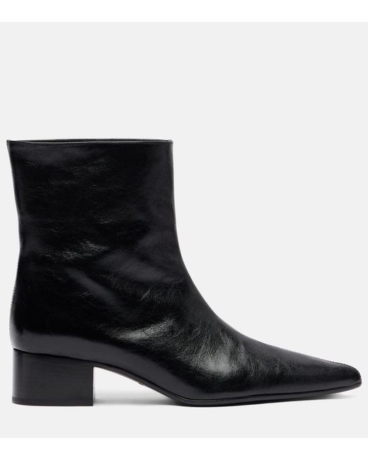Khaite Black Andee 40 Leather Ankle Boots