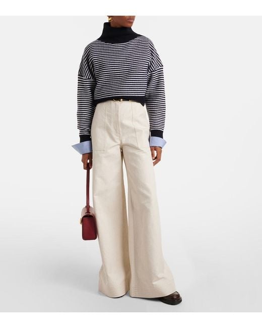 Max Mara Blue Bessica Wool And Cashmere Turtleneck Sweater
