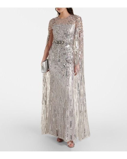 Robe Longue Ruby A Paillettes Jenny Packham en coloris White