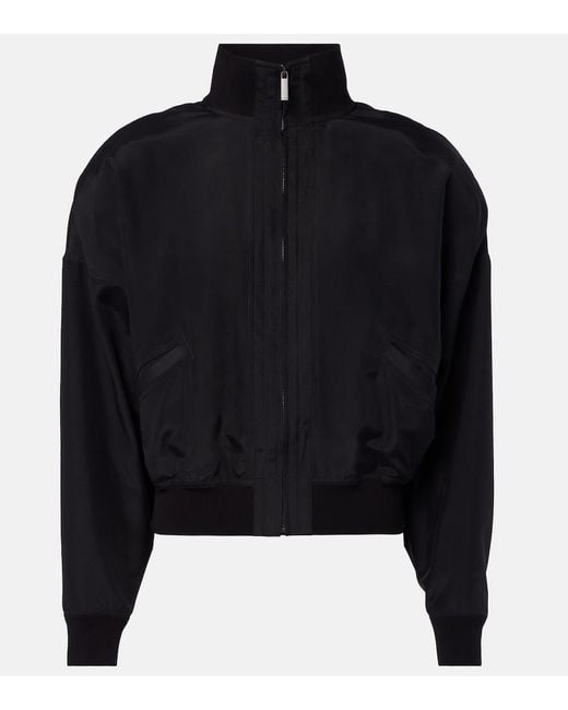 Gucci Black Silk Poplin Bomber Jacket