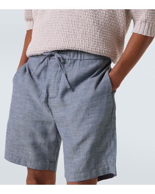 Frescobol Carioca Blue Felipe Linen And Cotton Shorts for men