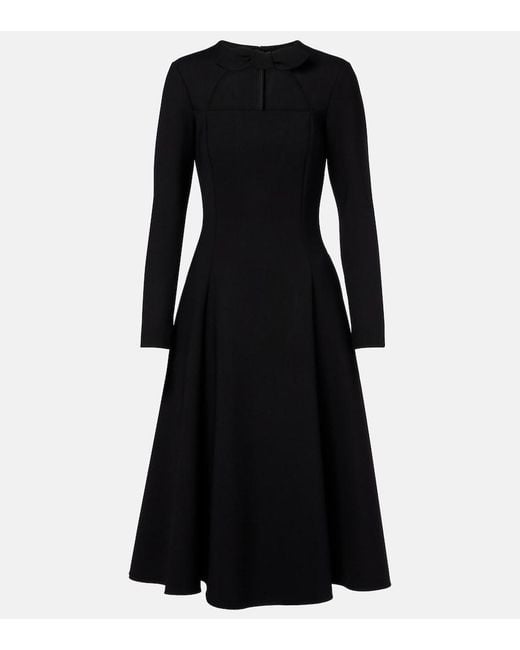 Oscar de la Renta Black Cutout Wool-Blend Cocktail Dress