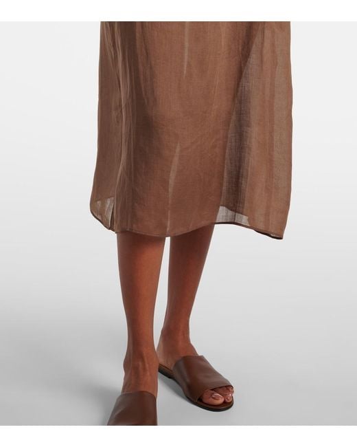Leset Brown Niko Ramie Midi Dress