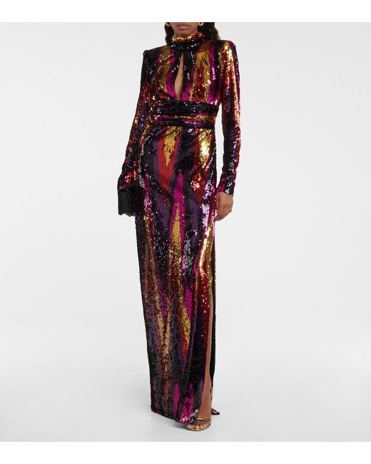 Rebecca Vallance Red Kaia Zig-zag Gown
