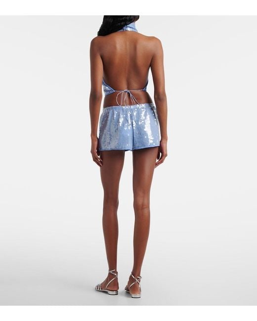 Oseree Blue Sequined Shorts