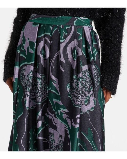 Dries Van Noten Black Printed Midi Skirt