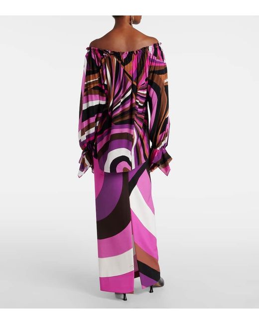 Emilio Pucci Pink Printed Viscose Long-Sleeve Top