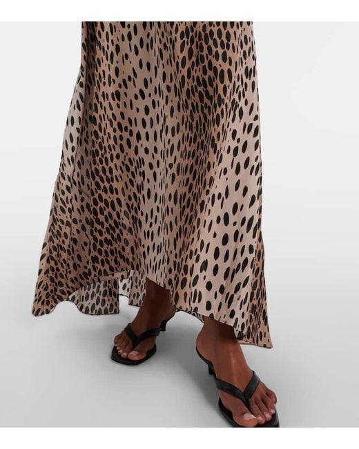Rixo Natural Bedrucktes Maxikleid Emory Aus Seide