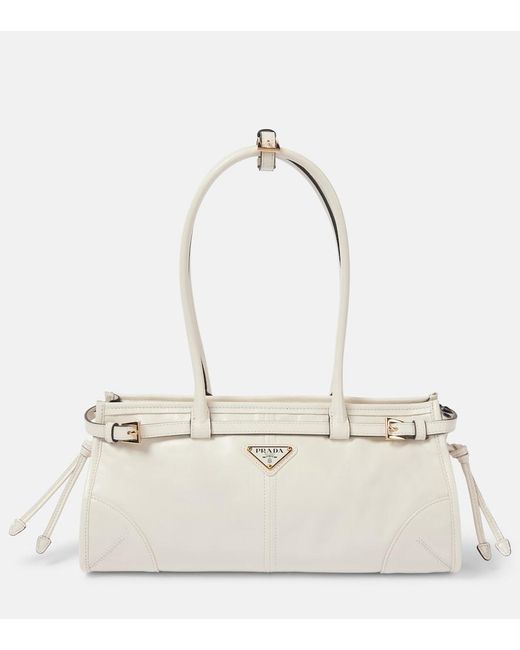 Prada White Bonnie Medium Leather Shoulder Bag