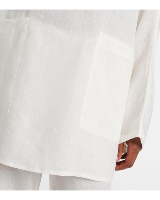 Asceno White Oversized Linen Top