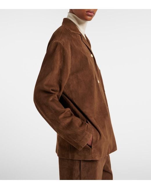 The Row Brown Janine Suede Shirt