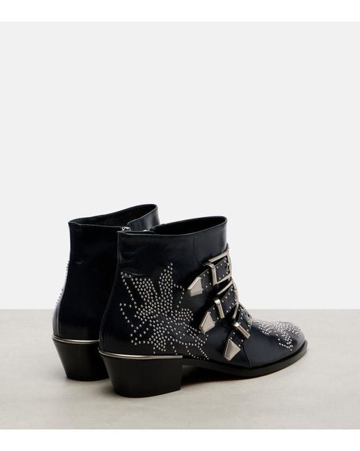 Chloé Black Susanna Studded Leather Ankle Boots
