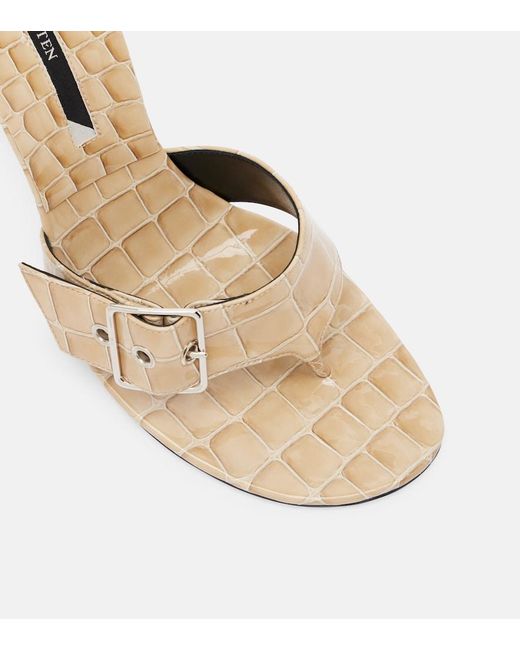 Christen Natural Helix 95 Croc-Effect Patent Leather Mules