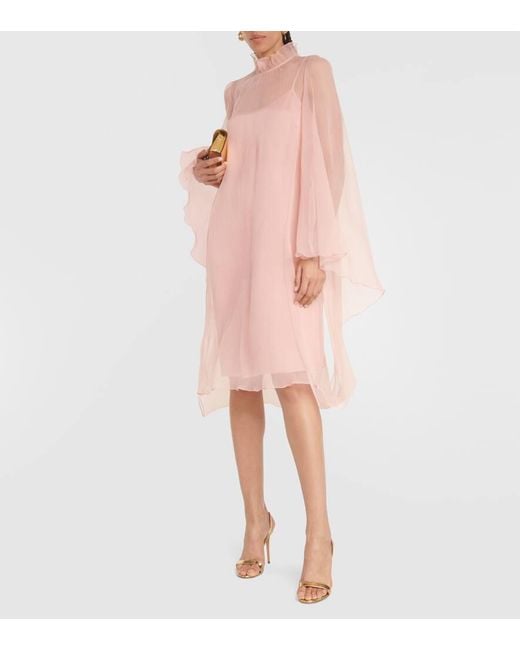 Max Mara Pink Bridal Alma Slip Silk Minidress With Cover-up