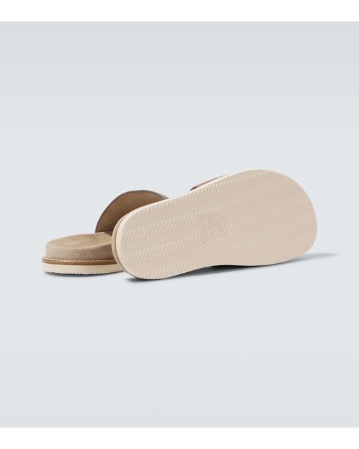 Brunello Cucinelli Pantoletten Aus Veloursleder in Brown für Herren