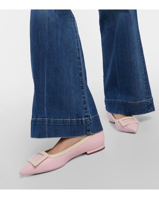 Roger Vivier Pink Gommettine Ball Patent Leather Ballet Flats