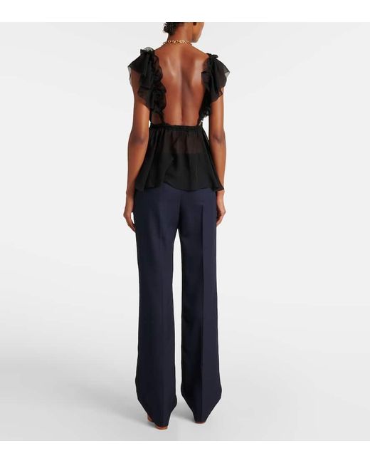 Chloé Black Top Aus Seiden-Georgette