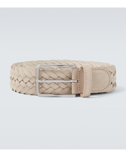 Canali Natural Braided Suede Belt for men