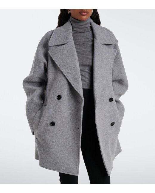 Totême  Gray Wool And Cashmere-Blend Peacoat