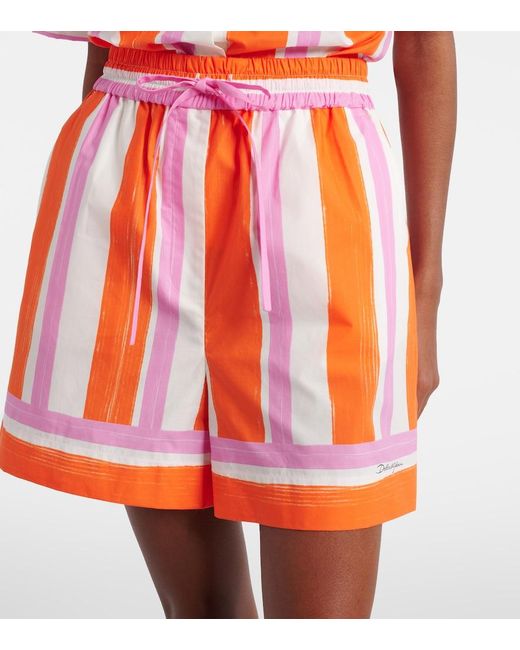 Dolce & Gabbana Orange Striped Cotton Shorts