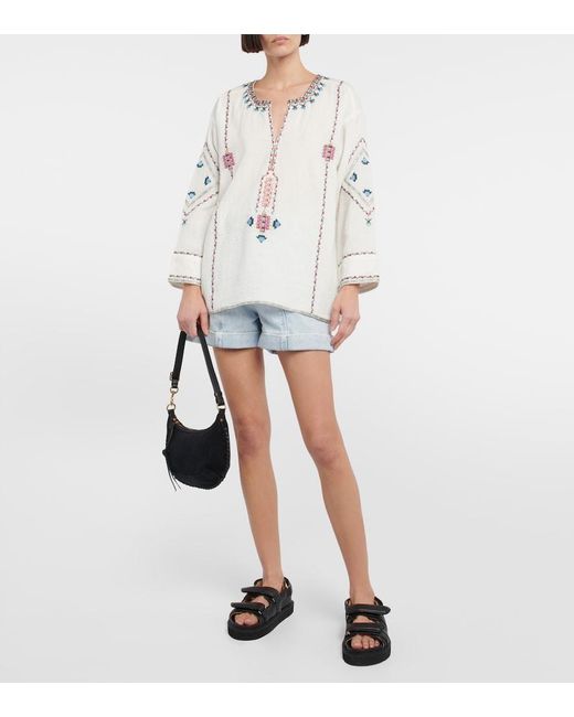 Isabel Marant White Clarisa Embroidered Blouse