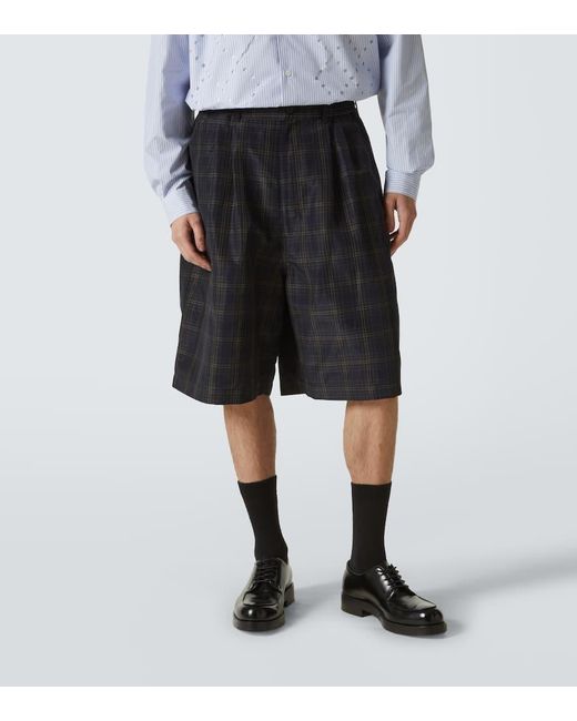 Comme des Garçons Black Checked Linen-Blend Shorts for men