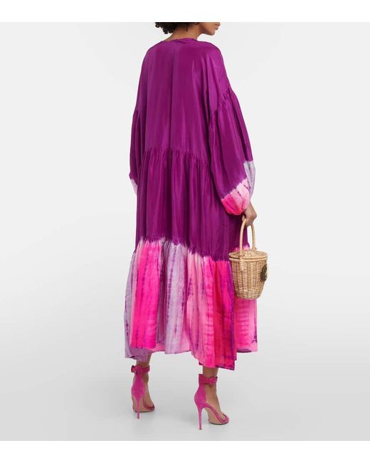 Vestido largo Amelia de seda tie-dye Anna Kosturova de color Purple
