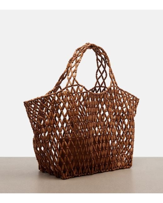 Shopper Icare Cassandre Medium Con Perline di Saint Laurent in Brown