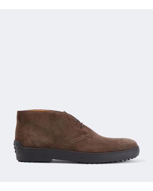Tod's Brown Suede Combat Boots for men