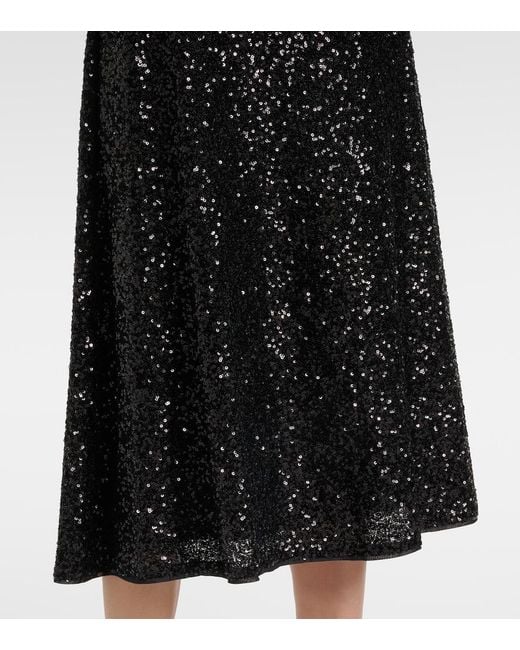 Diane von Furstenberg Black Araminta Sequined High-Rise Midi Skirt
