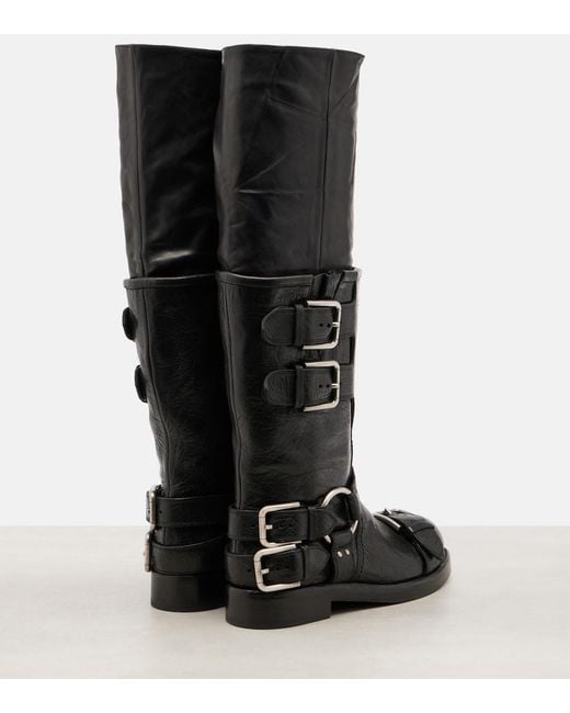 Dolce & Gabbana Black Leather Knee-High Boots