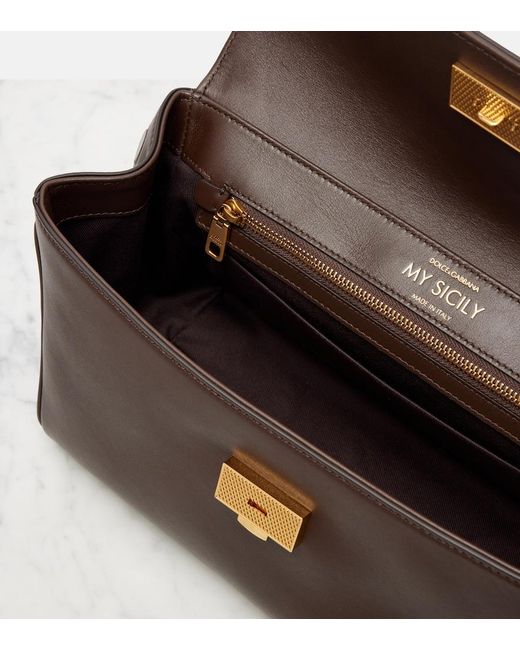 Dolce & Gabbana Black My Sicily Medium Leather Tote Bag