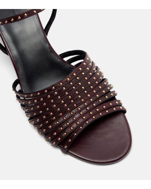 Khaite Black Drew 35 Studded Leather Wedge Sandals