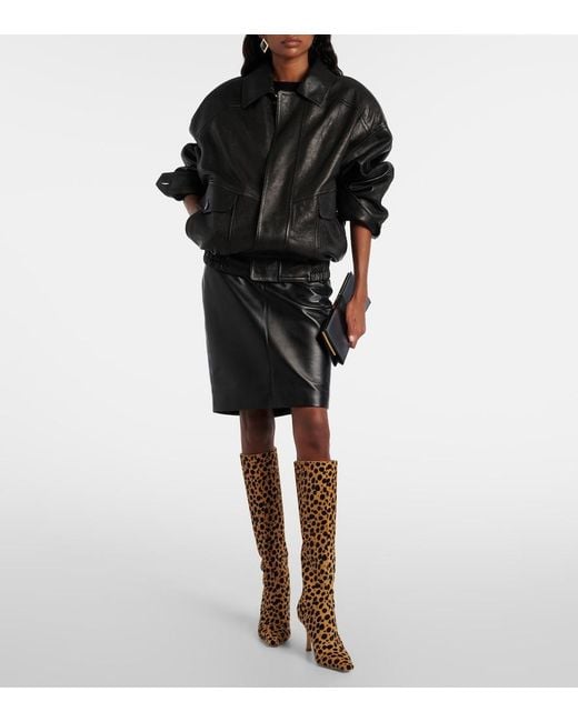 Jimmy Choo Brown X Conner Ives Gloria 85 Pony Hair Cheetah Knee-High Boots
