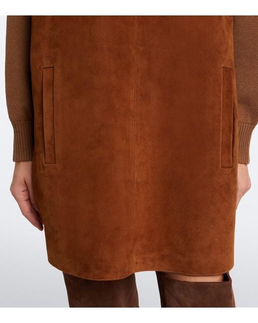 Max Mara Brown Leather-Trimmed Wool And Cashmere Sweater Dress