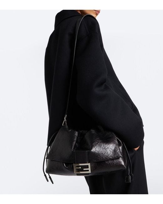 Fendi Black Baguette Soft Large Leather Shoulder Bag