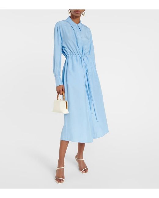 Dorothee Schumacher Blue Heritage Ease Silk Midi Dress