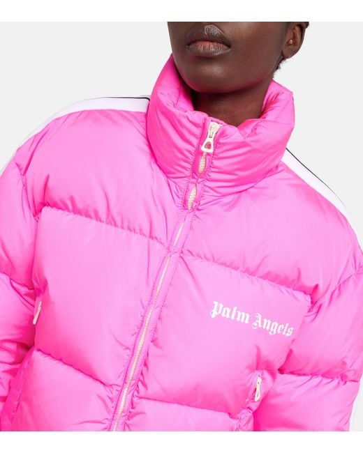 Palm Angels Logo Cropped Down Jacket in Pink Lyst