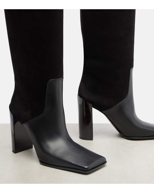 Alaïa Black 90 Leather And Suede Knee-High Boots