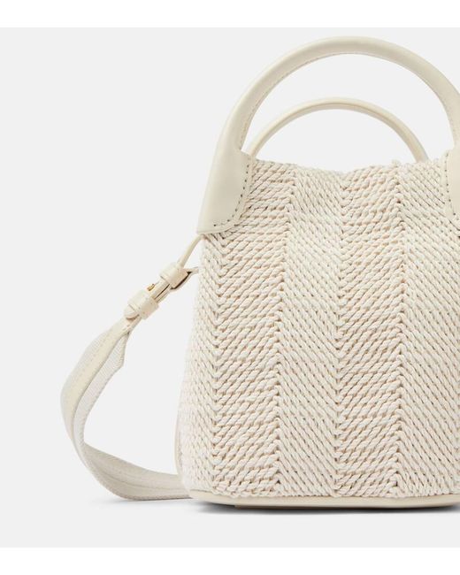 Loro Piana White Bucket-Bag Bale Micro Mit Leder