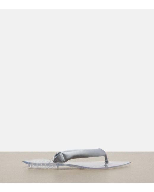 Alaïa White Invisible Satin Thong Sandals