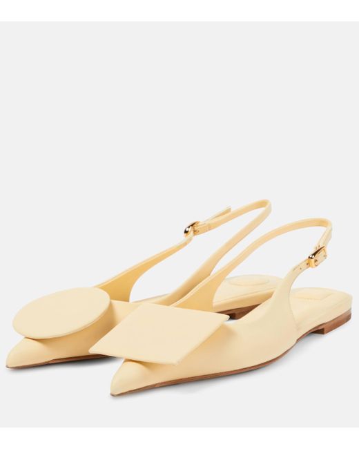 Jacquemus Natural Les Slingbacks Duelo Plates Leather Slingback Flats