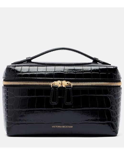 Victoria Beckham Black Vanity Croc-Effect Leather Vanity Bag