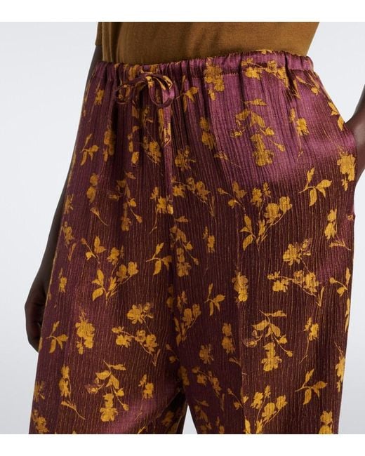 Dries Van Noten Brown Floral Wide-Leg Pants