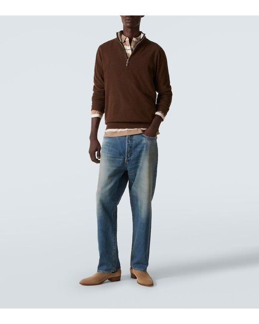 arch4 Brown Mr Fenchurch Cashmere Half-Zip Sweater for men